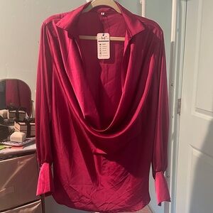 Sophie Rue Deep Red Drape Blouse